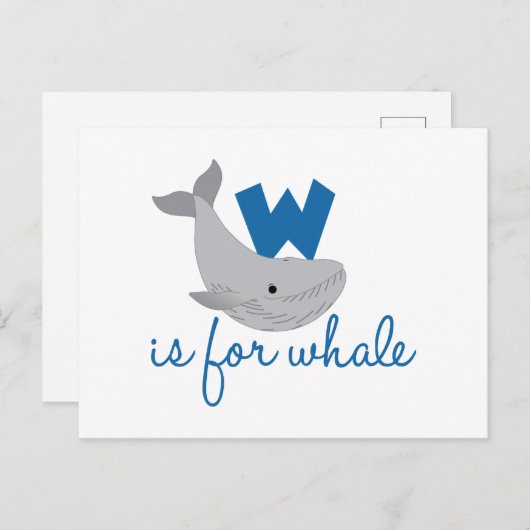 W voor walvis briefkaart (Voorkant / Achterkant)