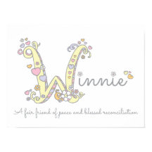 W voor Winnie initiële krabbelkunst naam betekenis