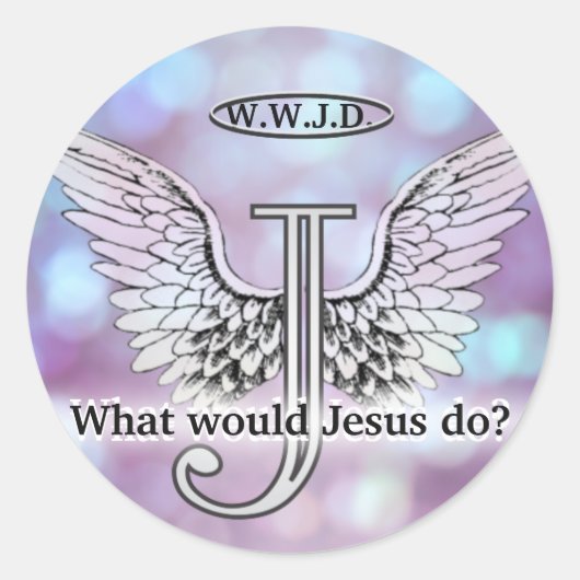 W.W.J.D Wat zou Jezus doen? Ronde Sticker (Voorkant)