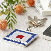 W Whiskey Nautical Signal Flag + Jouw naam Sleutelhanger (Zijkant)