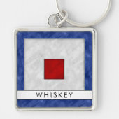 W Whiskey Nautical Signal Flag + Jouw naam Sleutelhanger (Voorkant)