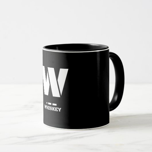 W(Whiskey) NAVO Phonetic Alphabet & Morse Code Mok (Voorkant rechts)