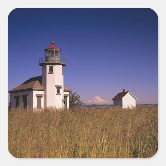 WA, Maury Island, Point Robinson Lighthouse, Vierkante Sticker (Voorkant)