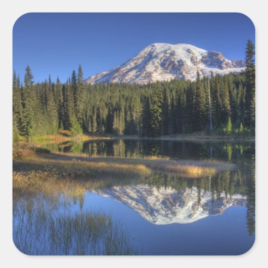 WA, Mt. Rainier National Park, Mt. Rainier Vierkante Sticker (Voorkant)