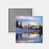 WA, Mt. Rainier NP, Mt. Rainier en wolken Magneet (Voorkant / Achterkant)