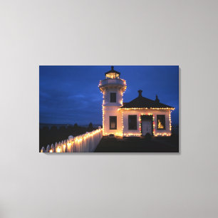 WA, Mukilteo, Mukilteo Lighthouse, opgericht 2 Canvas Afdruk