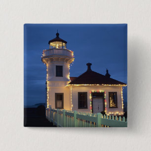 WA, Mukilteo, Mukilteo-vuurtoren, opgericht Vierkante Button 5,1 Cm