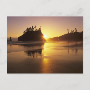 WA, Olympic NP, Second Beach bij zonsondergang Briefkaart