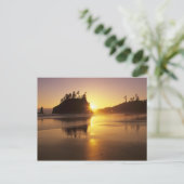 WA, Olympic NP, Second Beach bij zonsondergang Briefkaart (Staand voorkant)