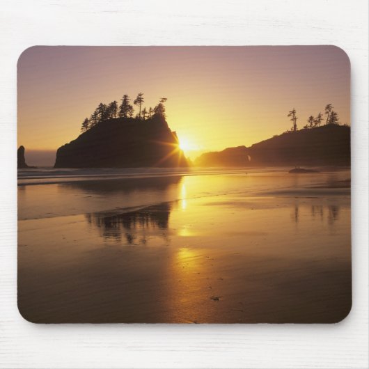 WA, Olympic NP, Second Beach bij zonsondergang Muismat (Voorkant)
