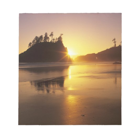 WA, Olympic NP, Second Beach bij zonsondergang Notitieblok (Voorkant)