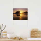 WA, Olympic NP, Second Beach bij zonsondergang Poster (Keuken)