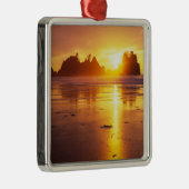 WA, Olympic NP, Shi Shi strand bij zonsondergang,  Metalen Ornament (Rechts)