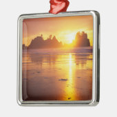 WA, Olympic NP, Shi Shi strand bij zonsondergang,  Metalen Ornament (Links)