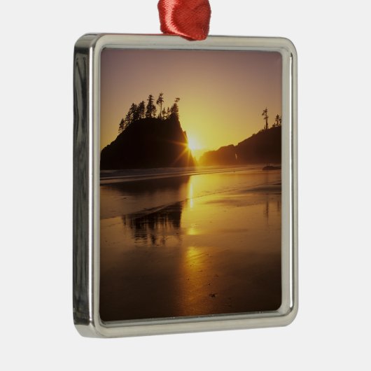 WA, Olympic NP, Tweede strand bij zonsondergang Metalen Ornament (Rechts)