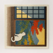 Wa – Quiet Window with White Cat Legpuzzel (Horizontaal)