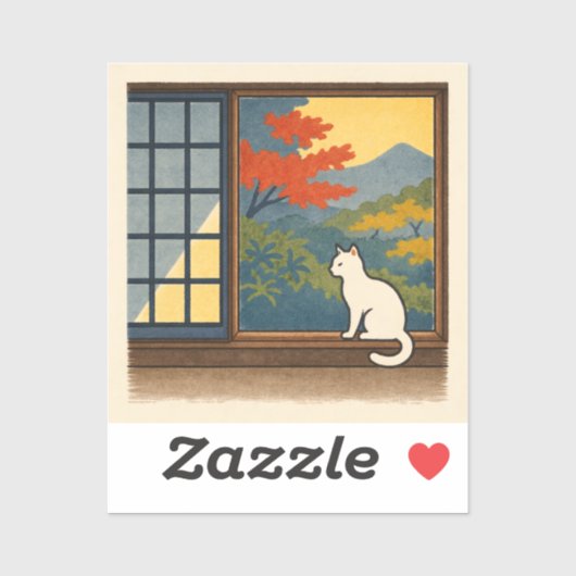 Wa – Quiet Window with White Cat Sticker (Vel)