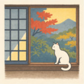 Wa – Quiet Window with White Cat Sticker (Voorkant)