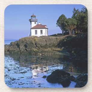 WA, San Juan Island, Lime Kiln vuurtoren Drankjes Onderzetter