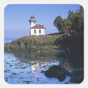 WA, San Juan Island, Lime Kiln vuurtoren Vierkante Sticker