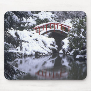 WA, Seattle, Maanbrug en vijver na winter 2 Muismat