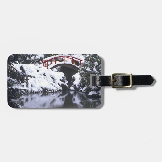 WA, Seattle, Moon bridge en vijver na winter 2 Bagagelabel (Voorkant horizontaal)