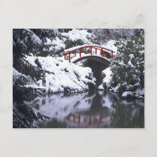 WA, Seattle, Moon bridge en vijver na winter 2 Briefkaart