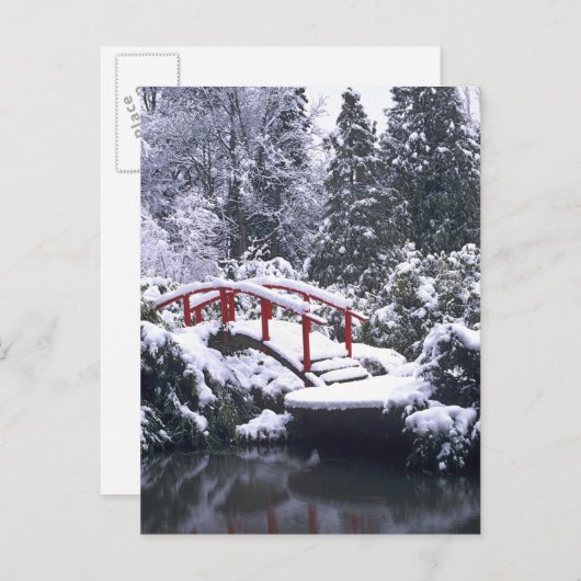 WA, Seattle, Moon bridge en vijver na winter Briefkaart (Voorkant / Achterkant)