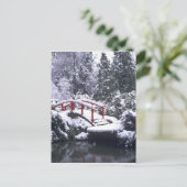 WA, Seattle, Moon bridge en vijver na winter Briefkaart (Staand voorkant)
