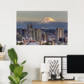 WA, Seattle, Mount Rainier uit Kerry Park Poster (Thuiskantoor)