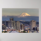 WA, Seattle, Mount Rainier uit Kerry Park Poster (Voorkant)
