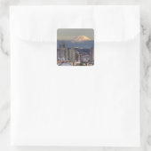 WA, Seattle, Mount Rainier uit Kerry Park Vierkante Sticker (Tas)
