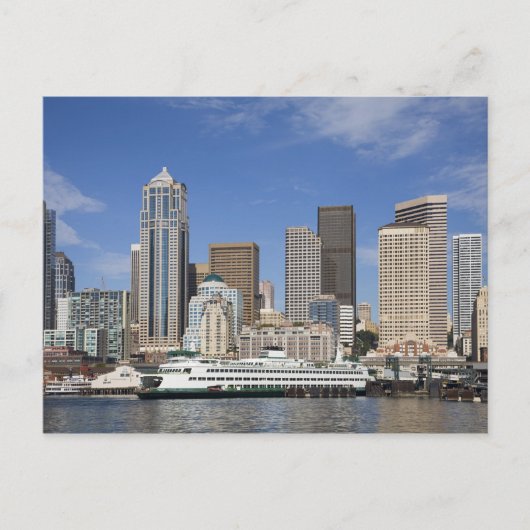 WA, Seattle, Seattle silhouet met veerboot Briefkaart (Voorkant)
