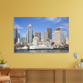 WA, Seattle, Seattle silhouet met veerboot Canvas Afdruk (Insitu (Woonkamer))