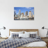 WA, Seattle, Seattle silhouet met veerboot Canvas Afdruk (Insitu (Slaapkamer))