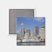 WA, Seattle, Seattle silhouet met veerboot Magneet (Voorkant / Achterkant)