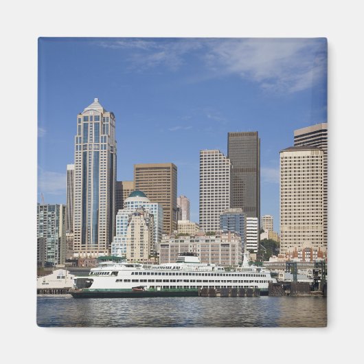 WA, Seattle, Seattle silhouet met veerboot Magneet (Voorkant)