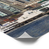 WA, Seattle, Seattle silhouet met veerboot Poster (Hoek)