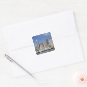 WA, Seattle, Seattle silhouet met veerboot Vierkante Sticker (Envelop)