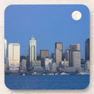 WA, Seattle, Seattle skyline en Elliott Bay 2 Drankjes Onderzetter