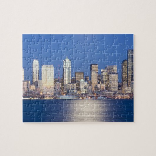 WA, Seattle, Seattle skyline en Elliott Bay, 2 Legpuzzel (Horizontaal)