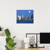 WA, Seattle, Seattle skyline en Elliott Bay 2 Poster (Thuiskantoor)