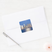 WA, Seattle, Seattle skyline en Elliott Bay, 2 Vierkante Sticker (Envelop)