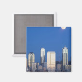 WA, Seattle, Seattle skyline en Elliott Bay 4 Magneet (Voorkant / Achterkant)