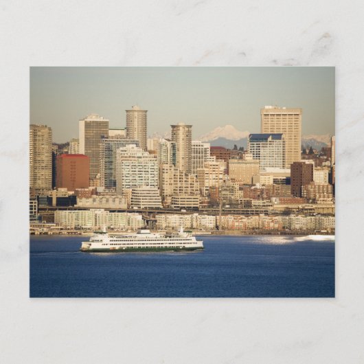 WA, Seattle, Seattle skyline en Elliott Bay Briefkaart (Voorkant)