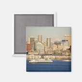 WA, Seattle, Seattle skyline en Elliott Bay Magneet (Voorkant / Achterkant)