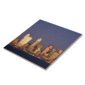 WA, Seattle, Seattle skyline en Elliott Bay Tegeltje (Zijkant)