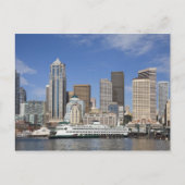 WA, Seattle, Seattle skyline met veerboot Briefkaart (Voorkant)
