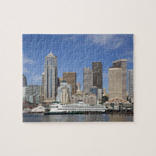 WA, Seattle, Seattle skyline met veerboot Legpuzzel