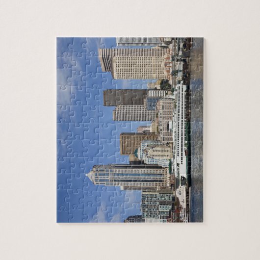 WA, Seattle, Seattle skyline met veerboot Legpuzzel (Verticaal)